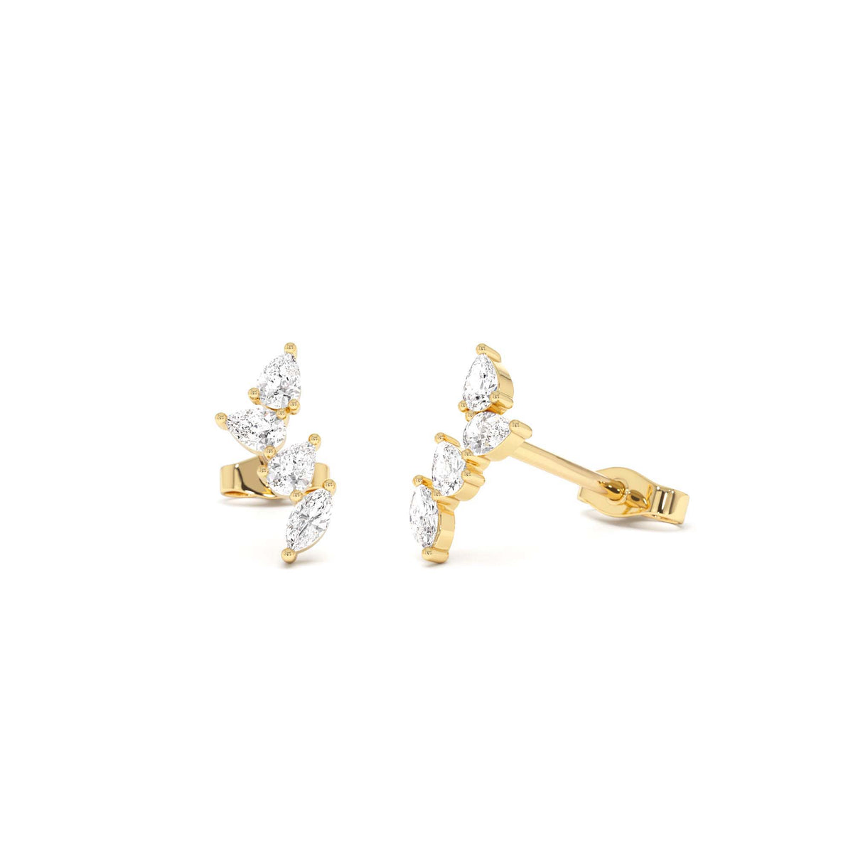 Diamond Vine Stud Earrings in 14K Gold — view 1