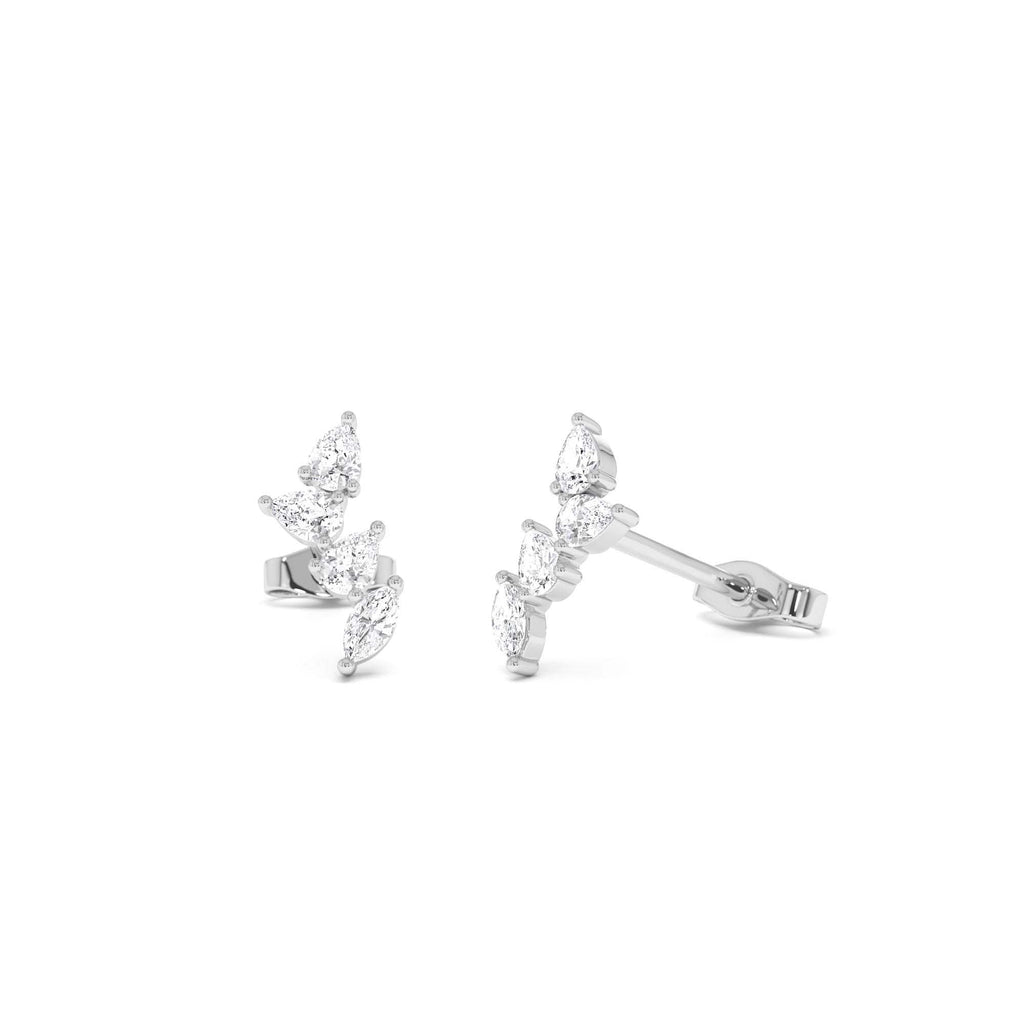 Diamond Vine Stud Earrings in 14K Gold — view 3