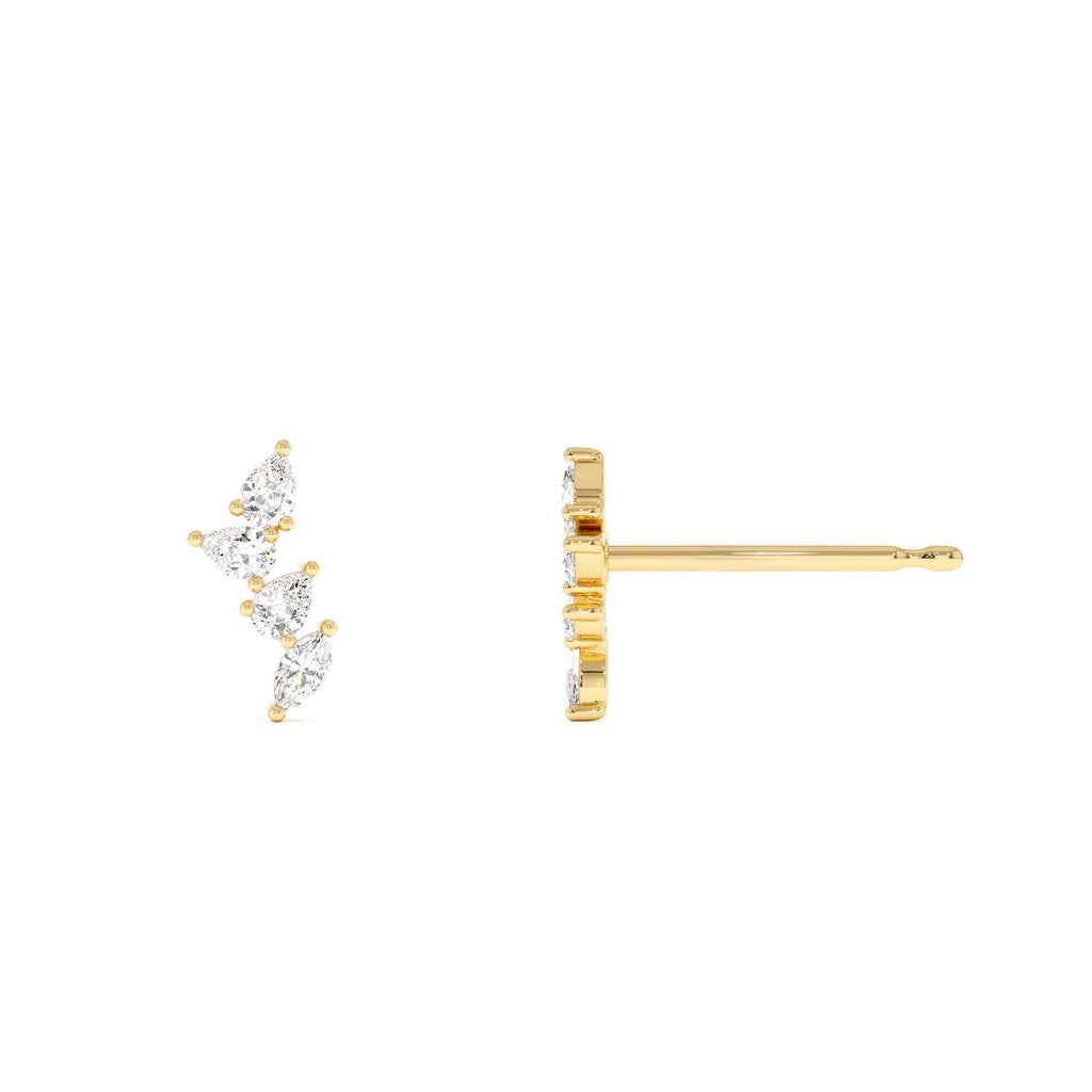 Diamond Vine Stud Earrings in 14K Gold — view 2