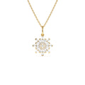 Baguette Diamond Sunburst Necklace in 14K Gold — view 1