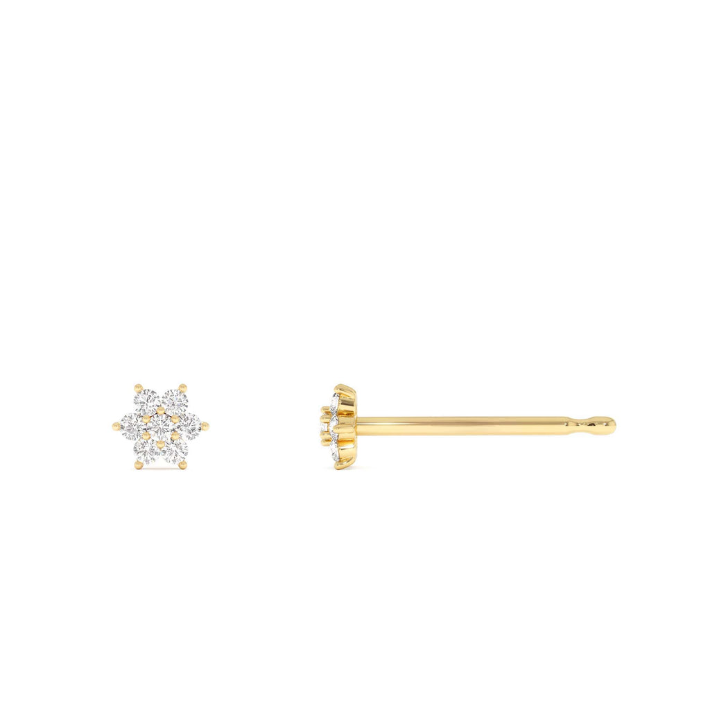 Diamond Floral Cluster Stud Earrings in 14K Gold — view 2