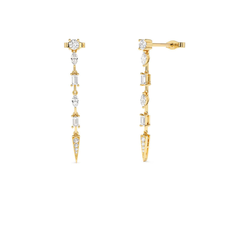 Diamond Linear Drop Earrings in 14K Gold — view 1