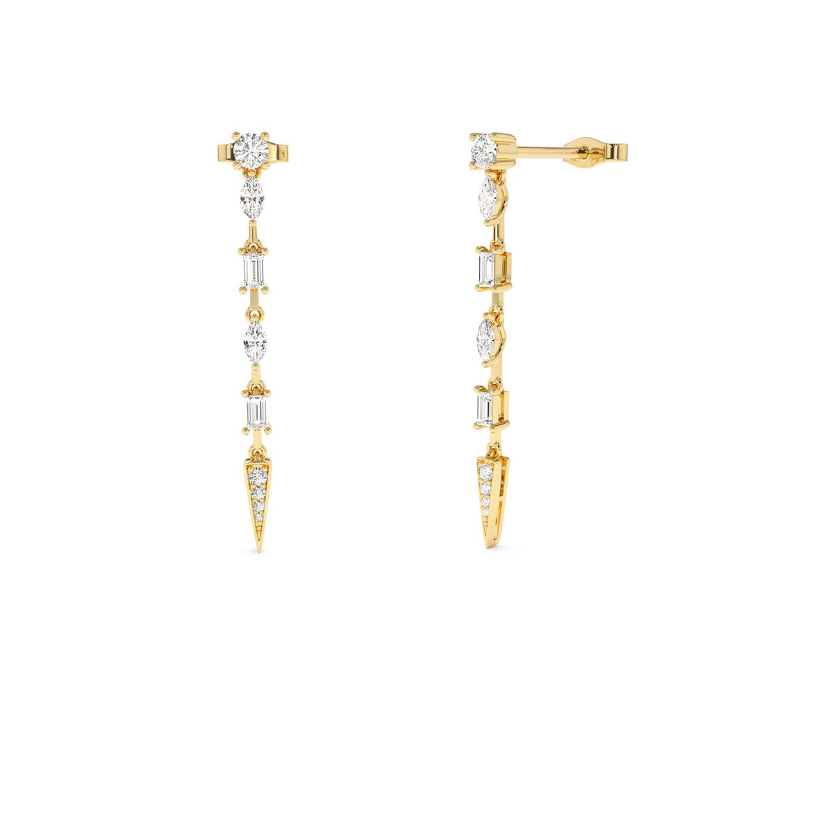 Diamond Linear Drop Earrings in 14K Gold — view 1