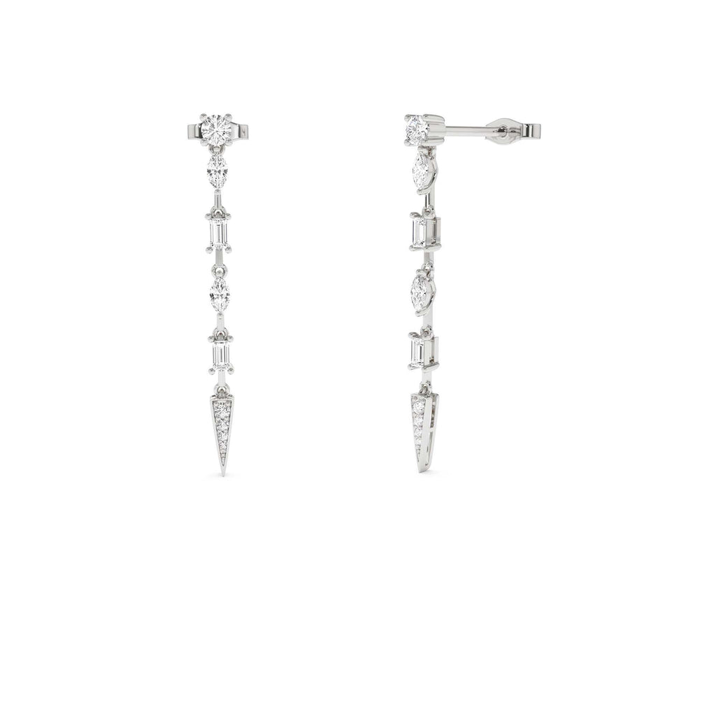 Diamond Linear Drop Earrings in 14K Gold — view 2