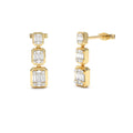 Baguette and Round Illusion Setting Diamond Drop Earrings in 14K Gold — view 1