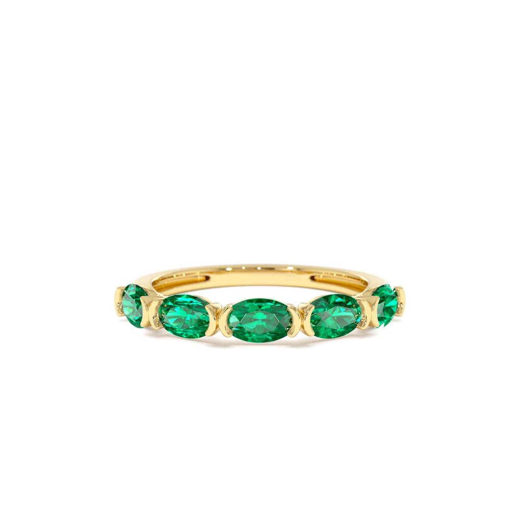 Classic Emerald Five Stone Ring in 14K Gold — view 1