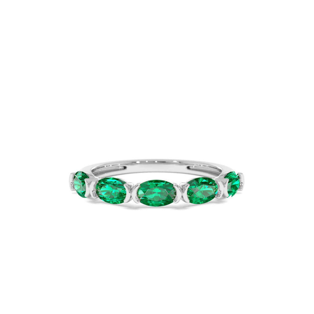 Classic Emerald Five Stone Ring in 14K Gold — view 4