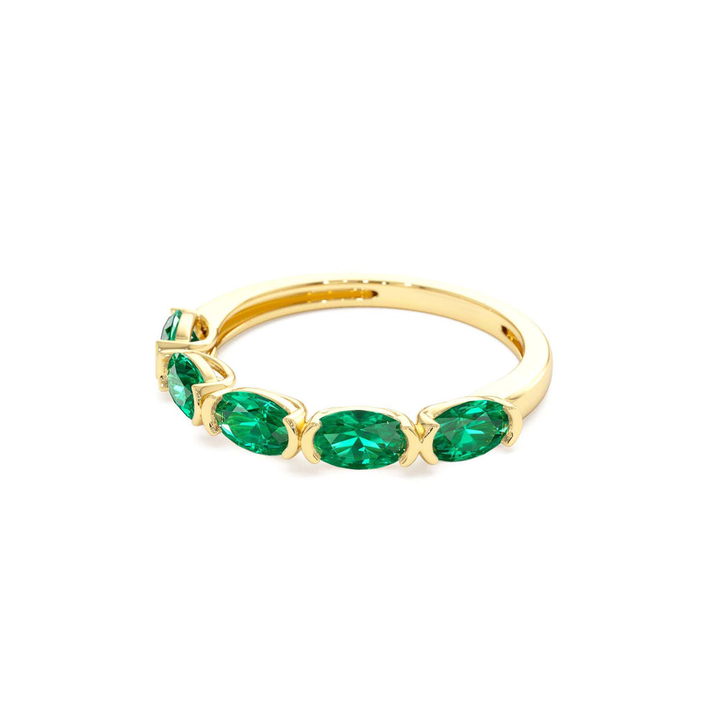Classic Emerald Five Stone Ring in 14K Gold — view 2