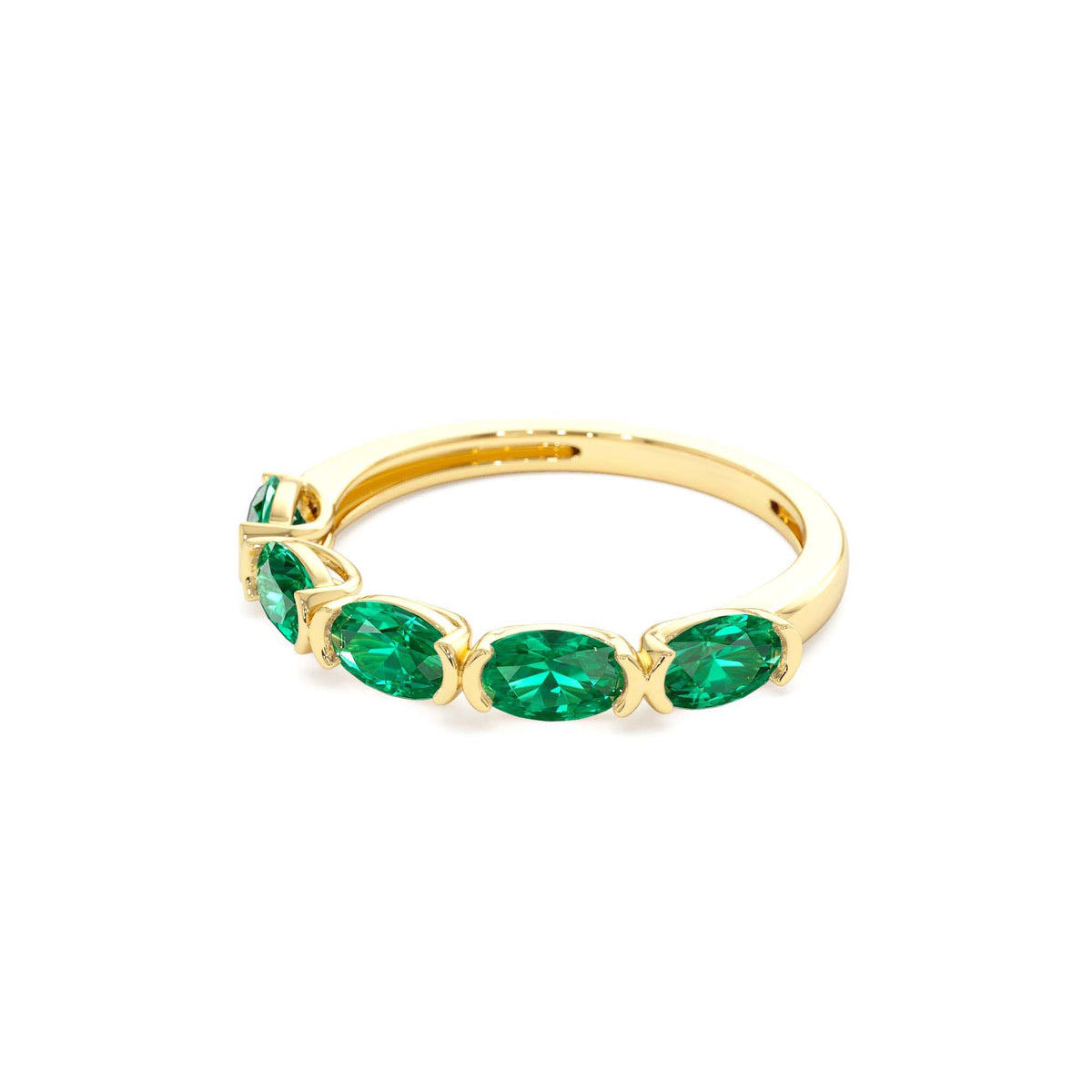 Classic Emerald Five Stone Ring in 14K Gold — view 2