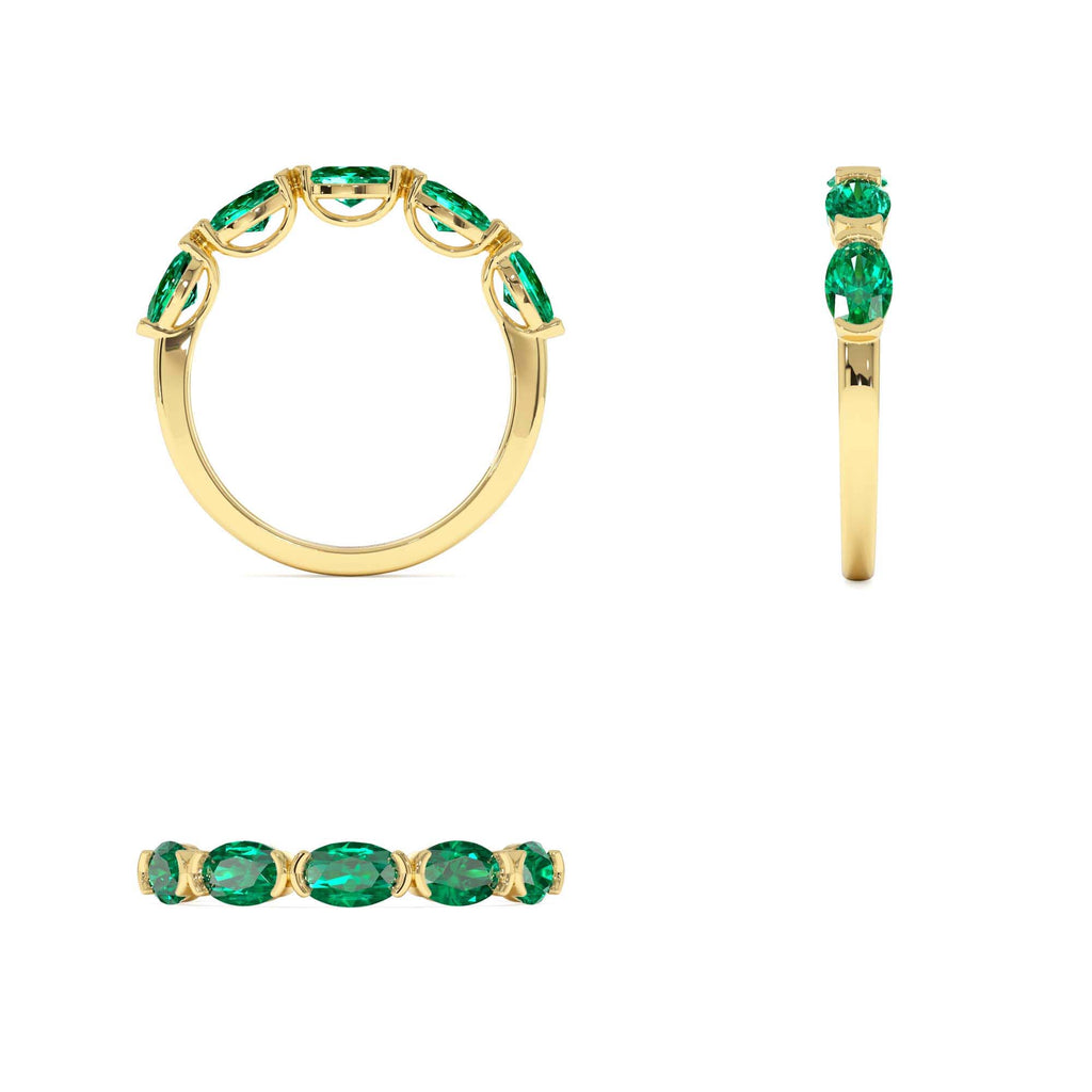 Classic Emerald Five Stone Ring in 14K Gold — view 3