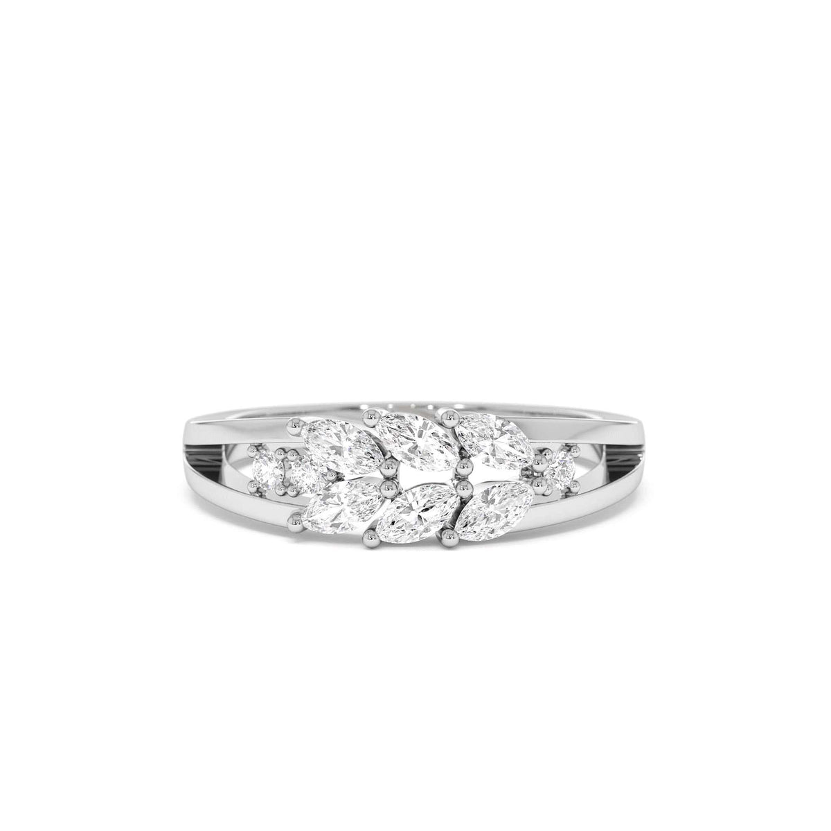Diamond Leaf Style Marquise Ring in 14K Gold — view 4