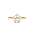 Diamond Floral Baguette Ring in 14K Gold — view 1