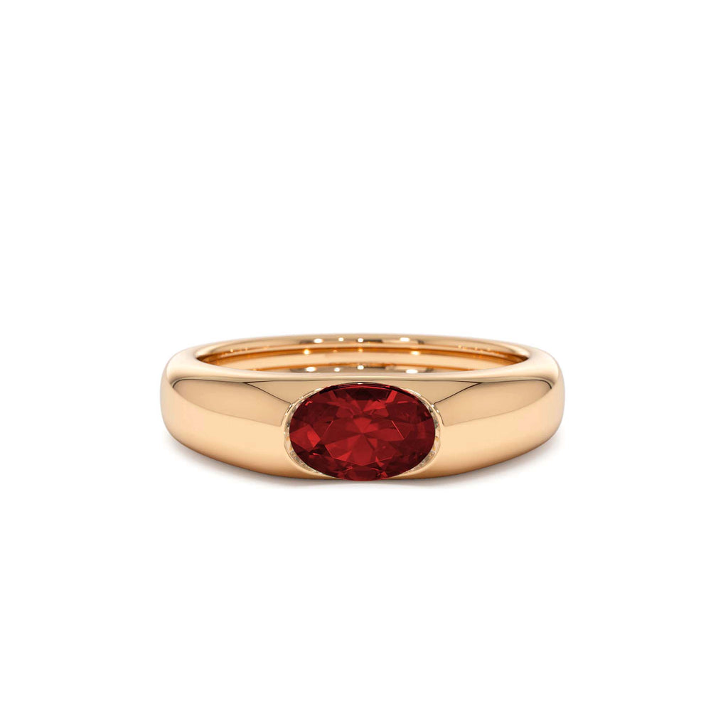 Ruby Oval Burnish Dome Ring in 14K Gold — view 5