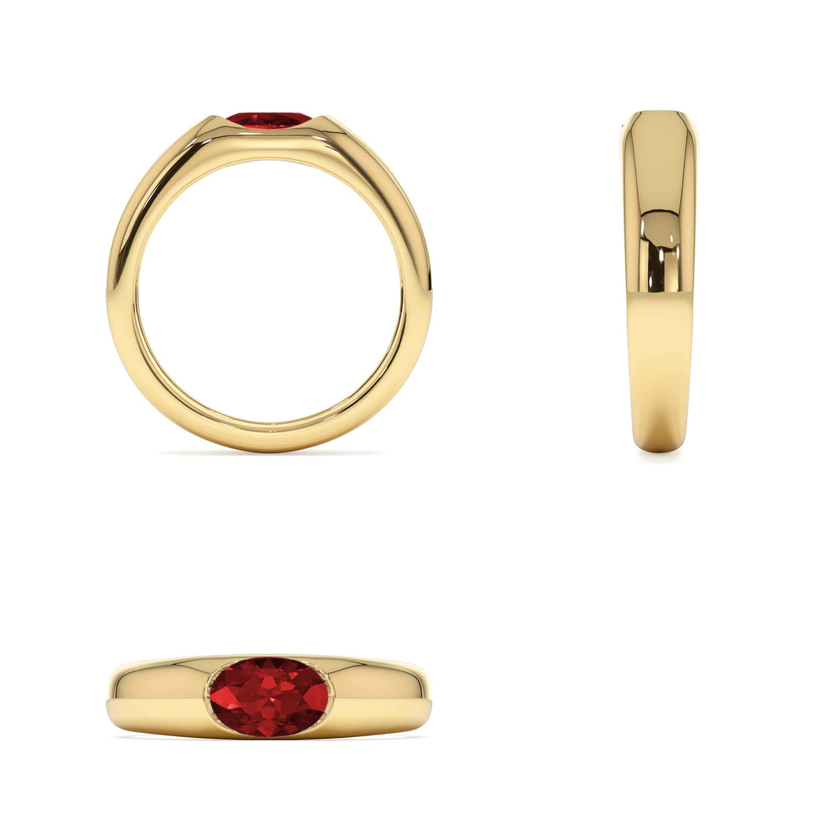 Ruby Oval Burnish Dome Ring in 14K Gold — view 3