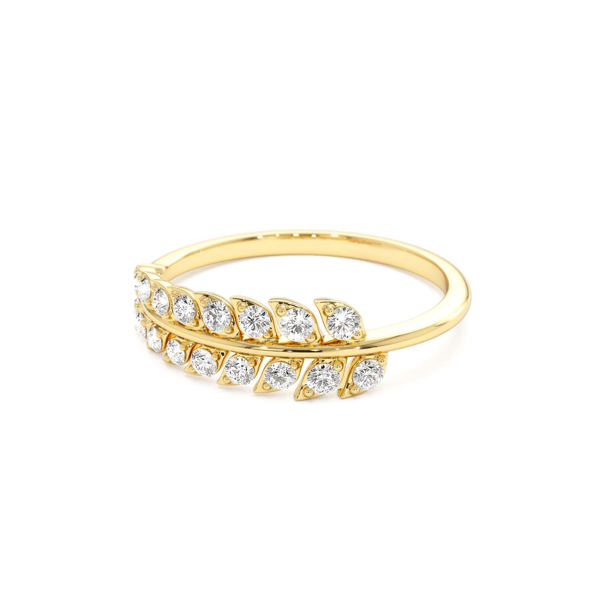 Leaf Inspired Diamond Wrap Ring in 14K Gold — view 2