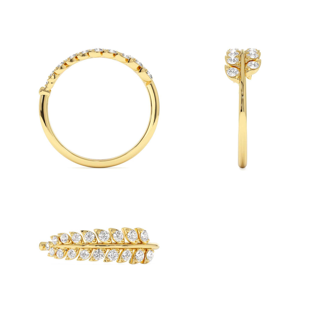 Leaf Inspired Diamond Wrap Ring in 14K Gold — view 3