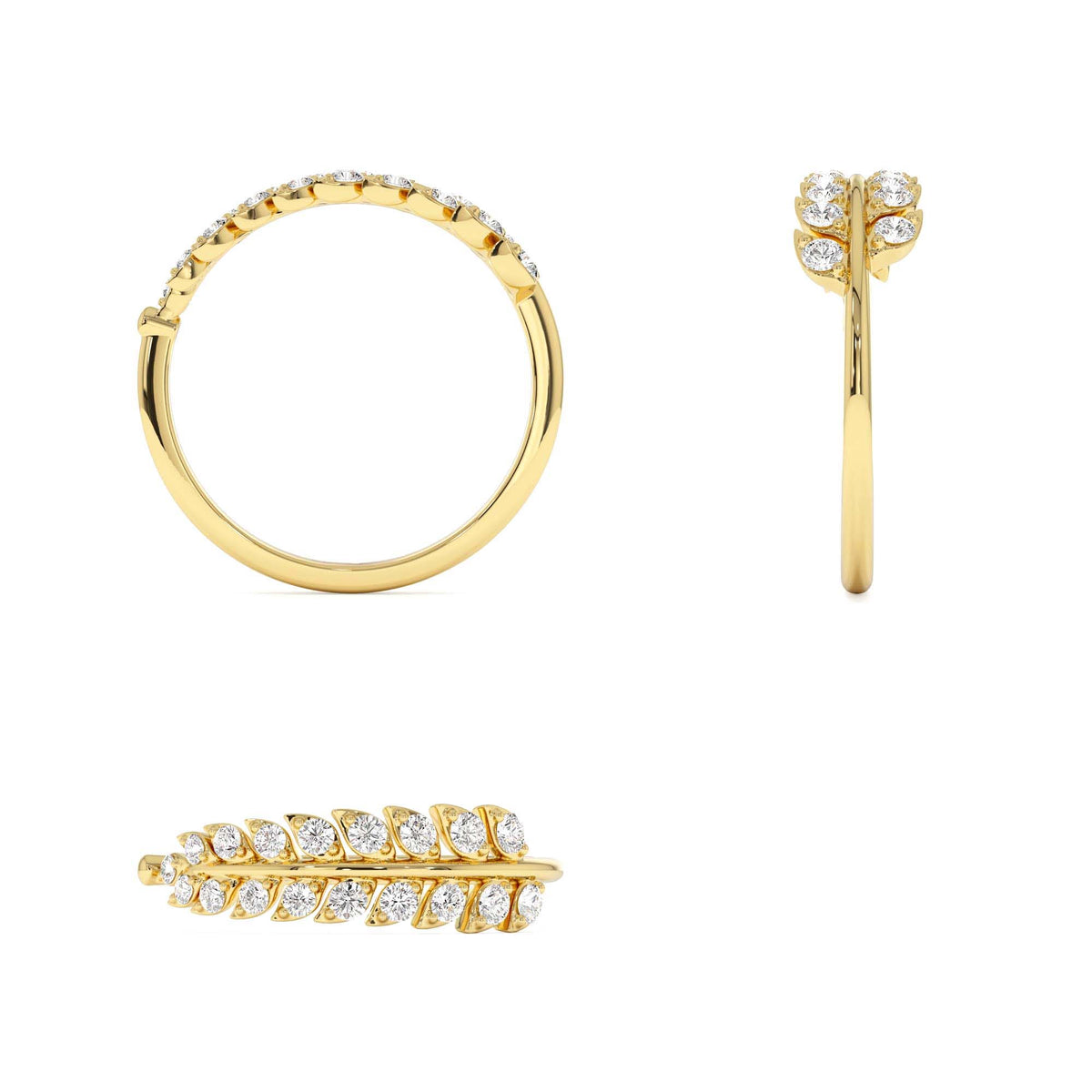Leaf Inspired Diamond Wrap Ring in 14K Gold — view 3