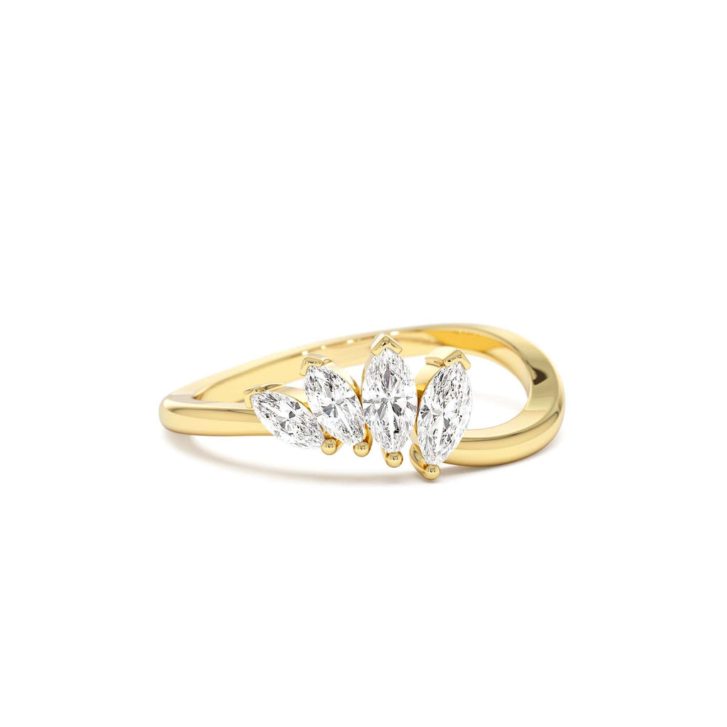 Modern Marquise Diamond Cluster Ring in 14K Gold — view 1