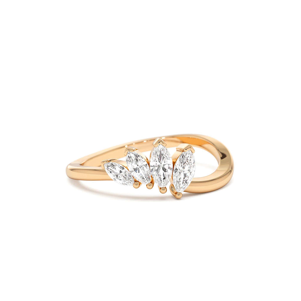 Modern Marquise Diamond Cluster Ring in 14K Gold — view 5