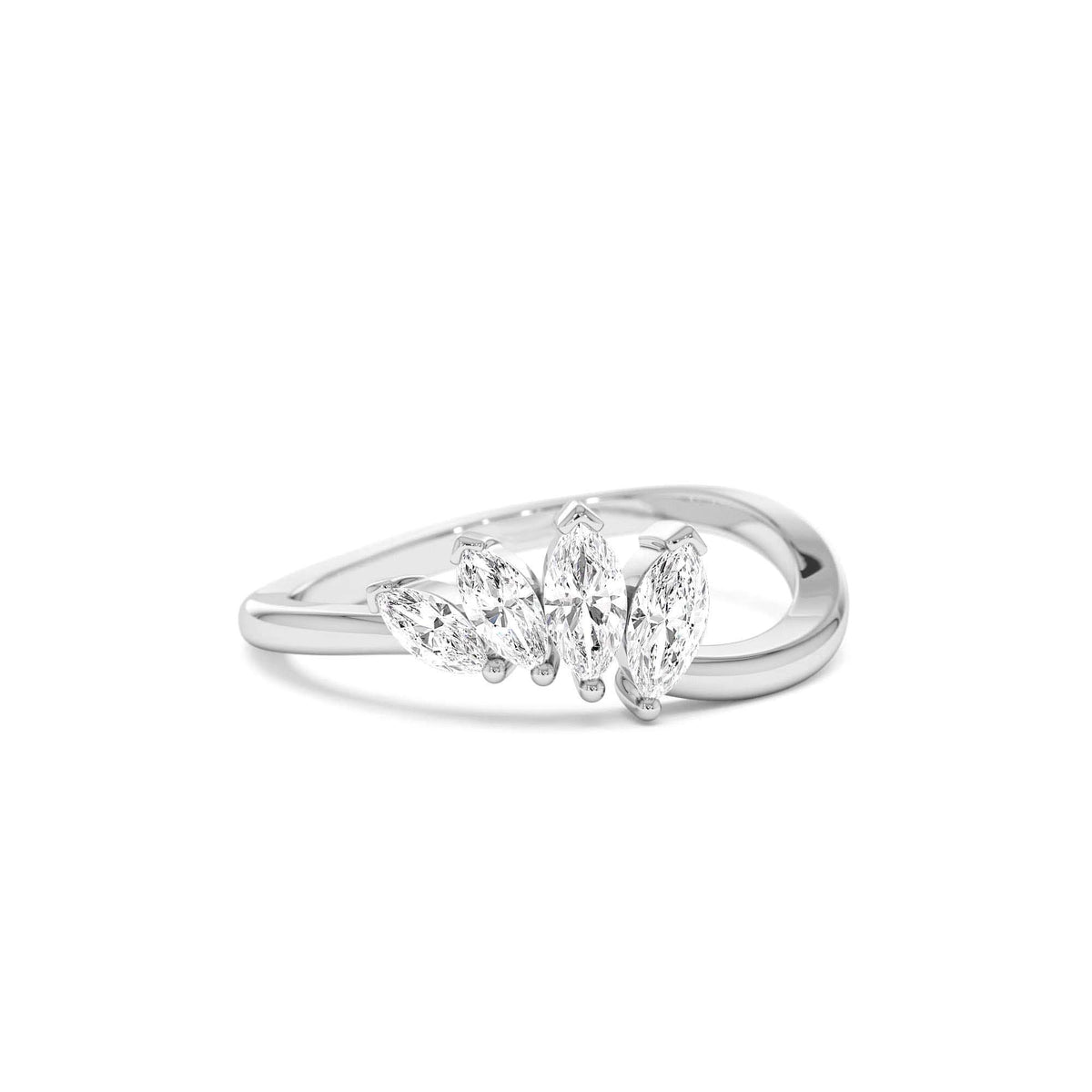 Modern Marquise Diamond Cluster Ring in 14K Gold — view 4