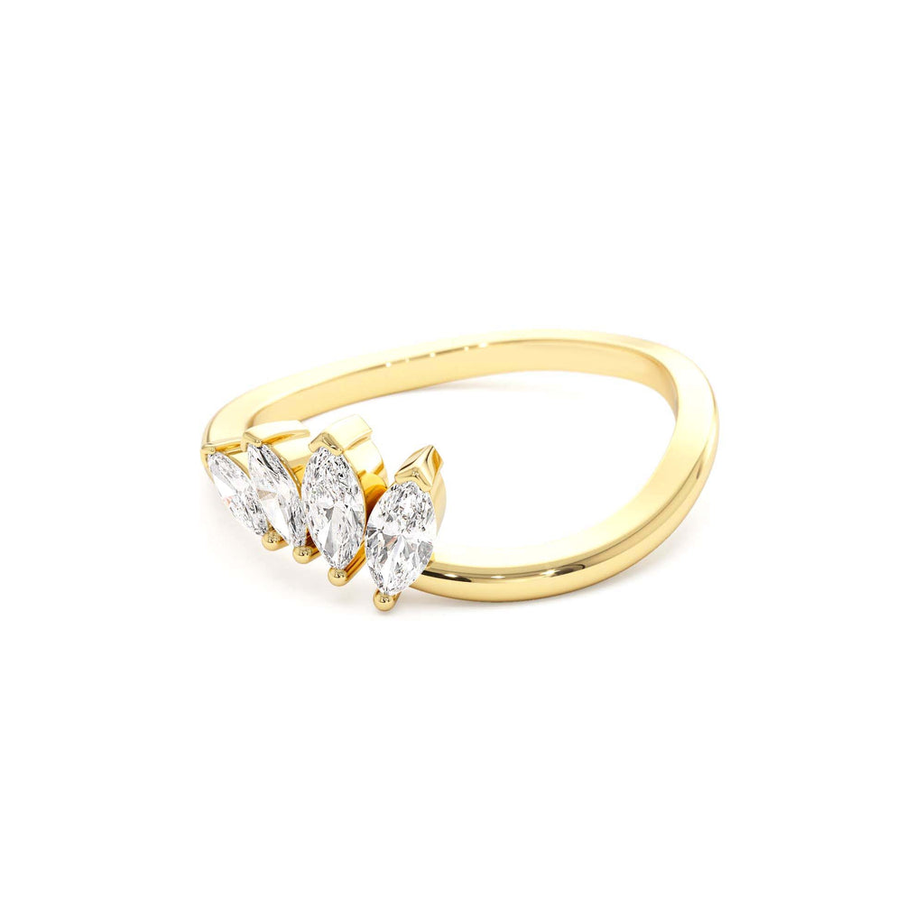 Modern Marquise Diamond Cluster Ring in 14K Gold — view 2
