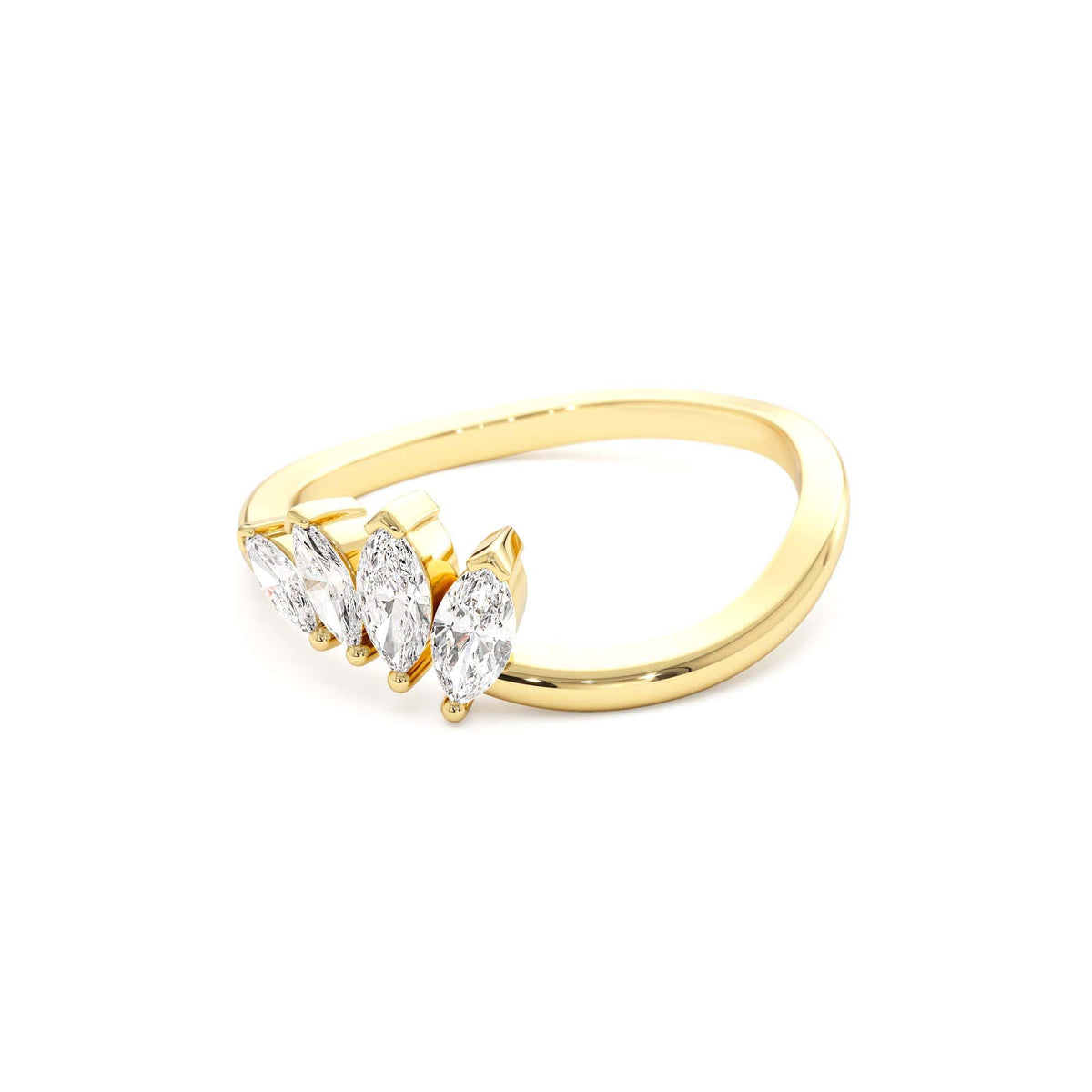 Modern Marquise Diamond Cluster Ring in 14K Gold — view 2