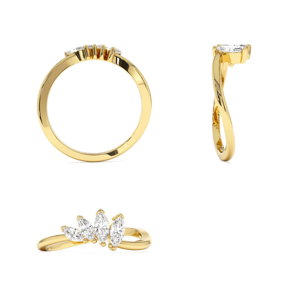 Modern Marquise Diamond Cluster Ring in 14K Gold — view 3