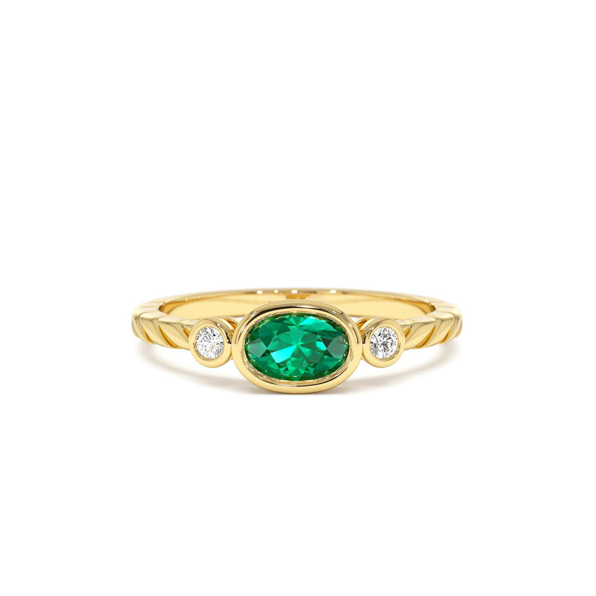 Classic Emerald and Diamond Ring in 14K Gold — view 1