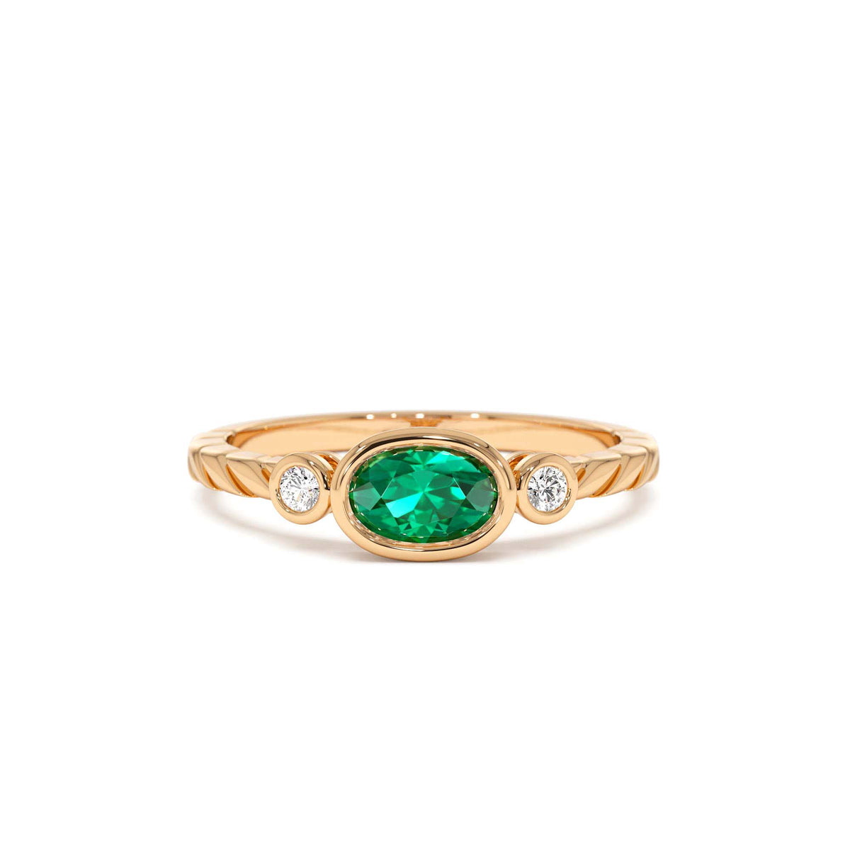 Classic Emerald and Diamond Ring in 14K Gold — view 5
