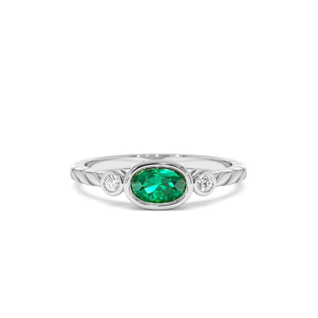 Classic Emerald and Diamond Ring in 14K Gold — view 4