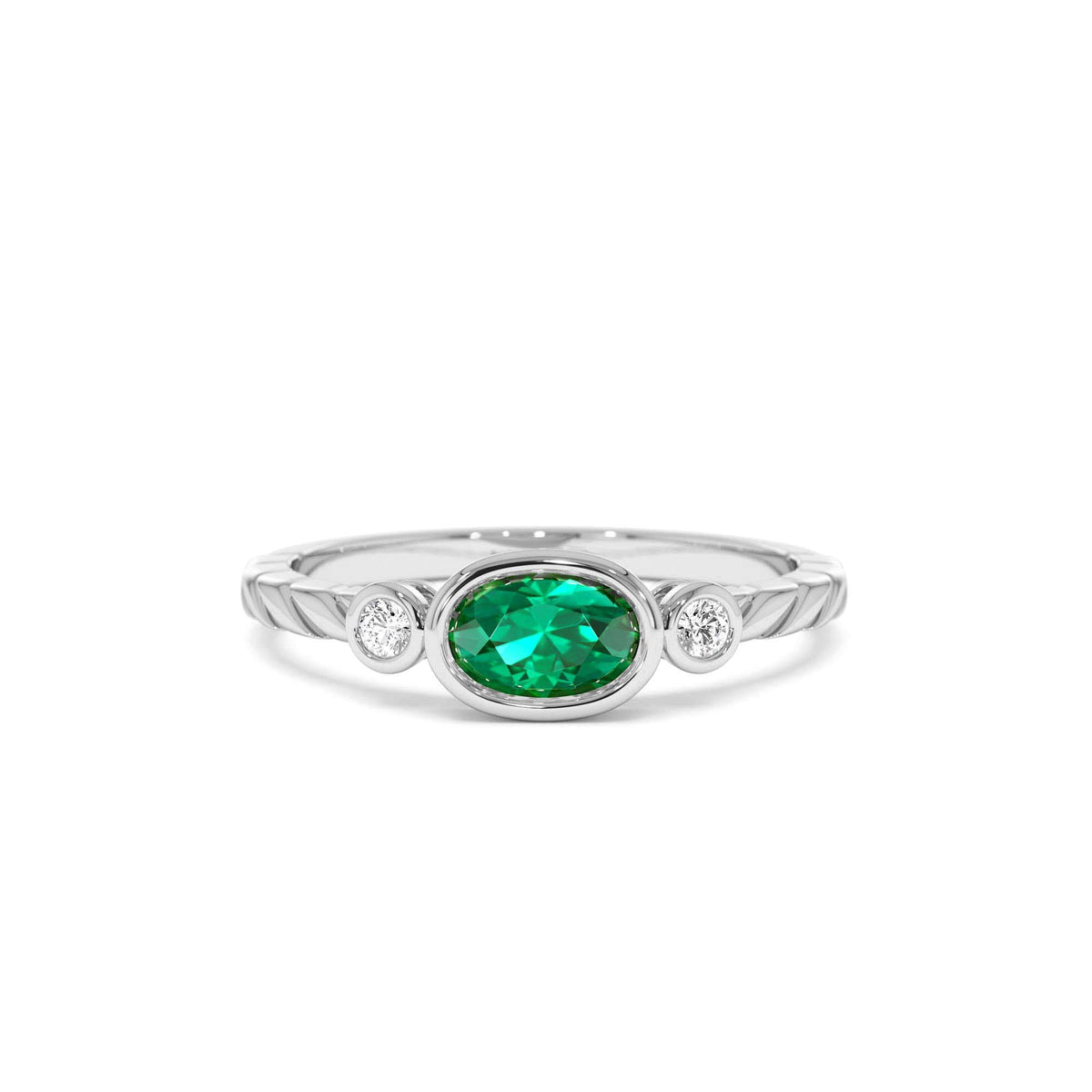 Classic Emerald and Diamond Ring in 14K Gold — view 4