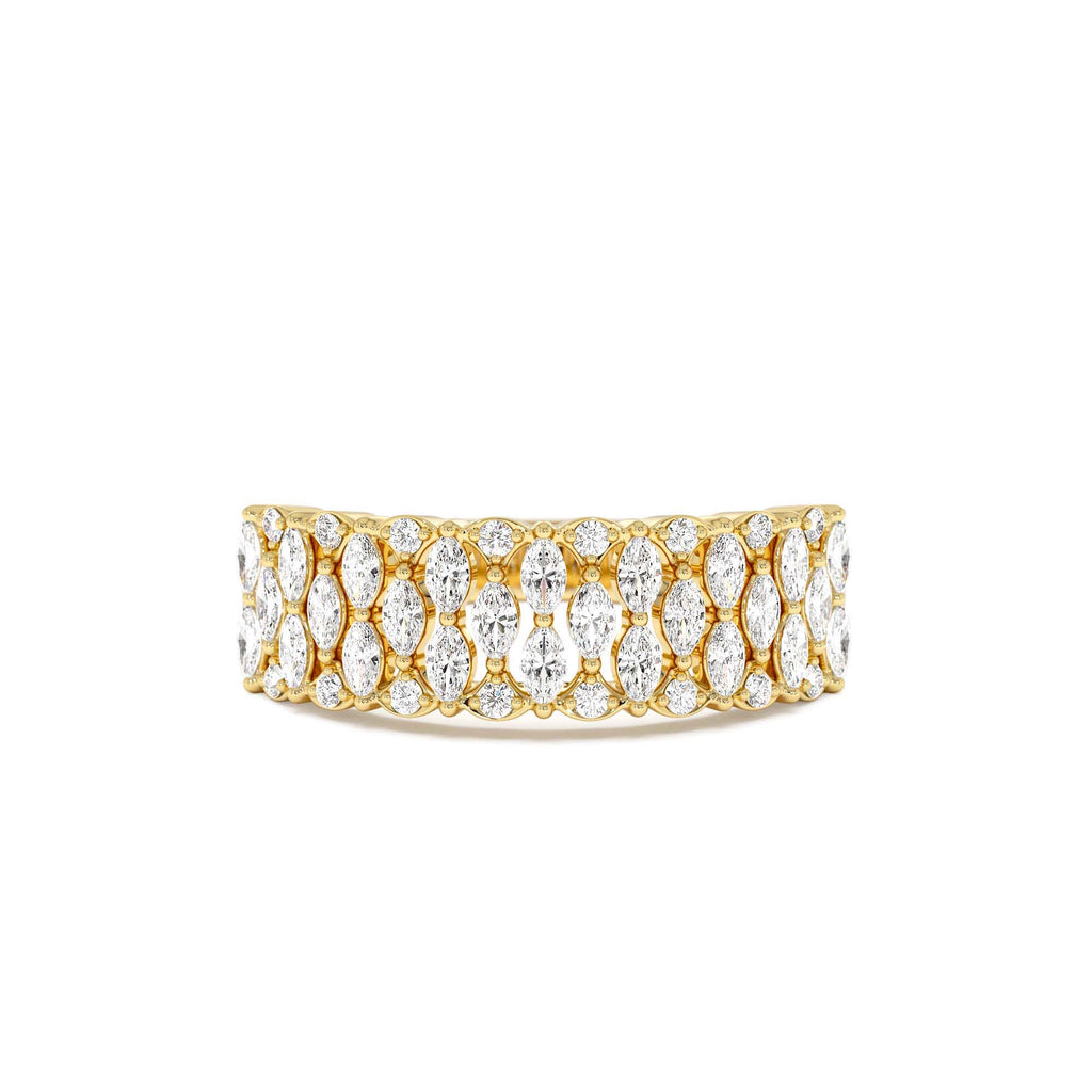 Multi Row Marquise Diamond Anniversary Ring in 14K Gold — view 1