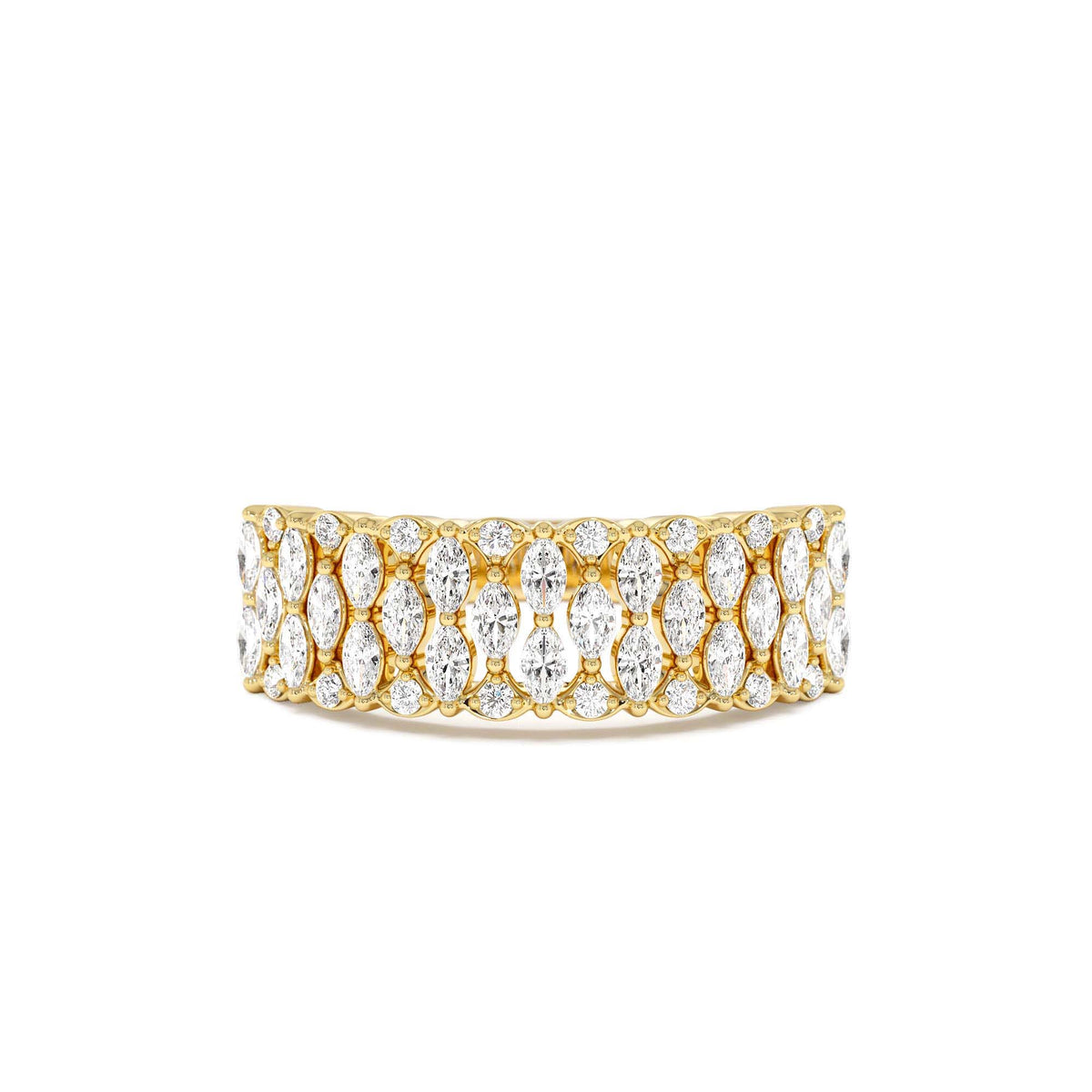 Multi Row Marquise Diamond Anniversary Ring in 14K Gold — view 1