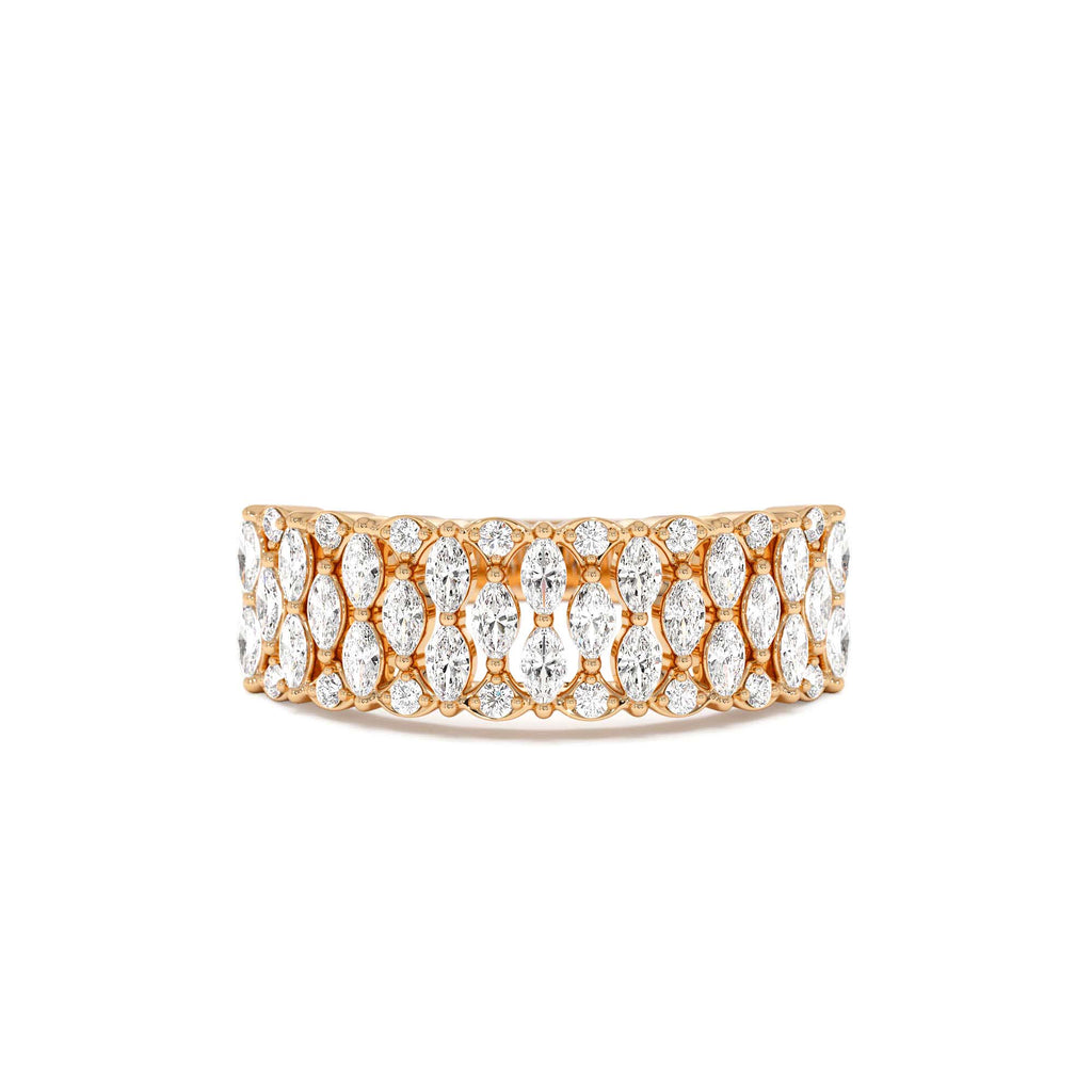 Multi Row Marquise Diamond Anniversary Ring in 14K Gold — view 5