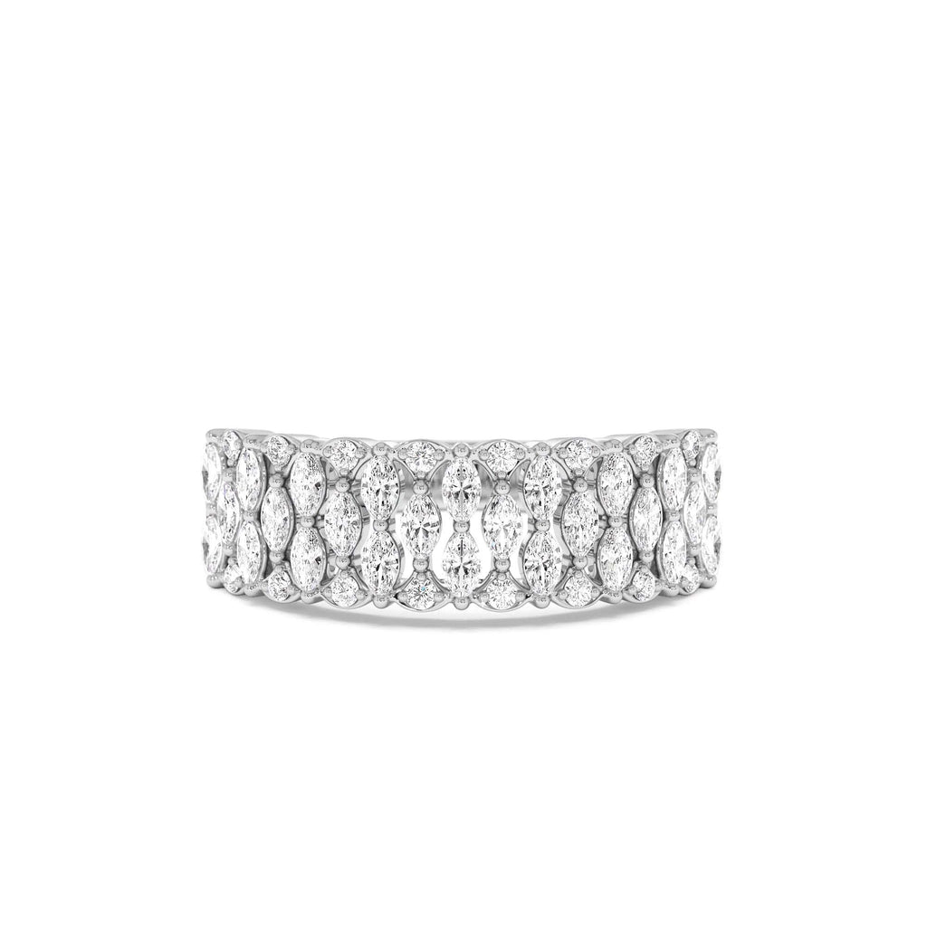 Multi Row Marquise Diamond Anniversary Ring in 14K Gold — view 4