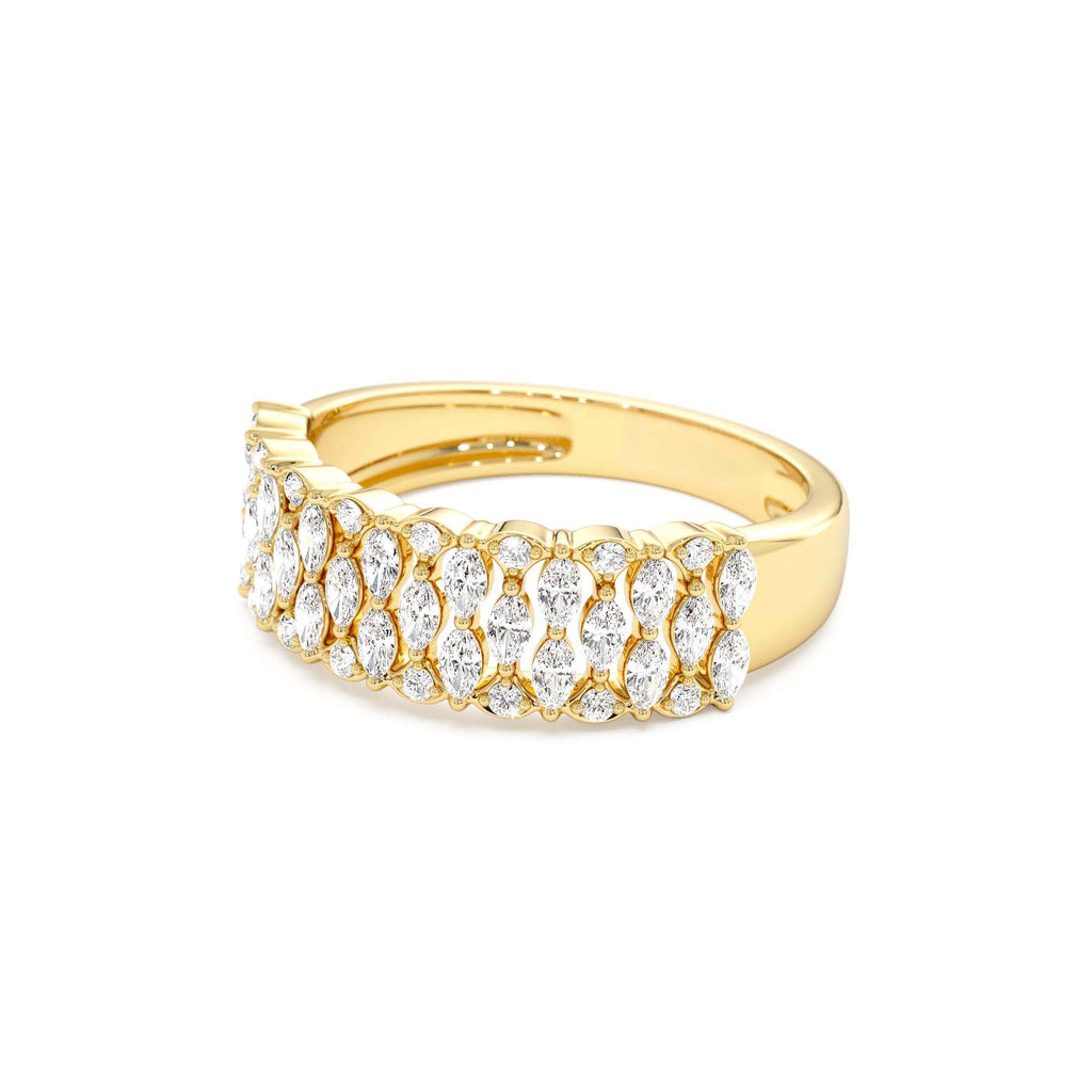 Multi Row Marquise Diamond Anniversary Ring in 14K Gold — view 2