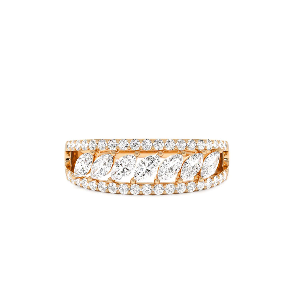 Diamond Band with Marquise Center in 14K Gold — view 5