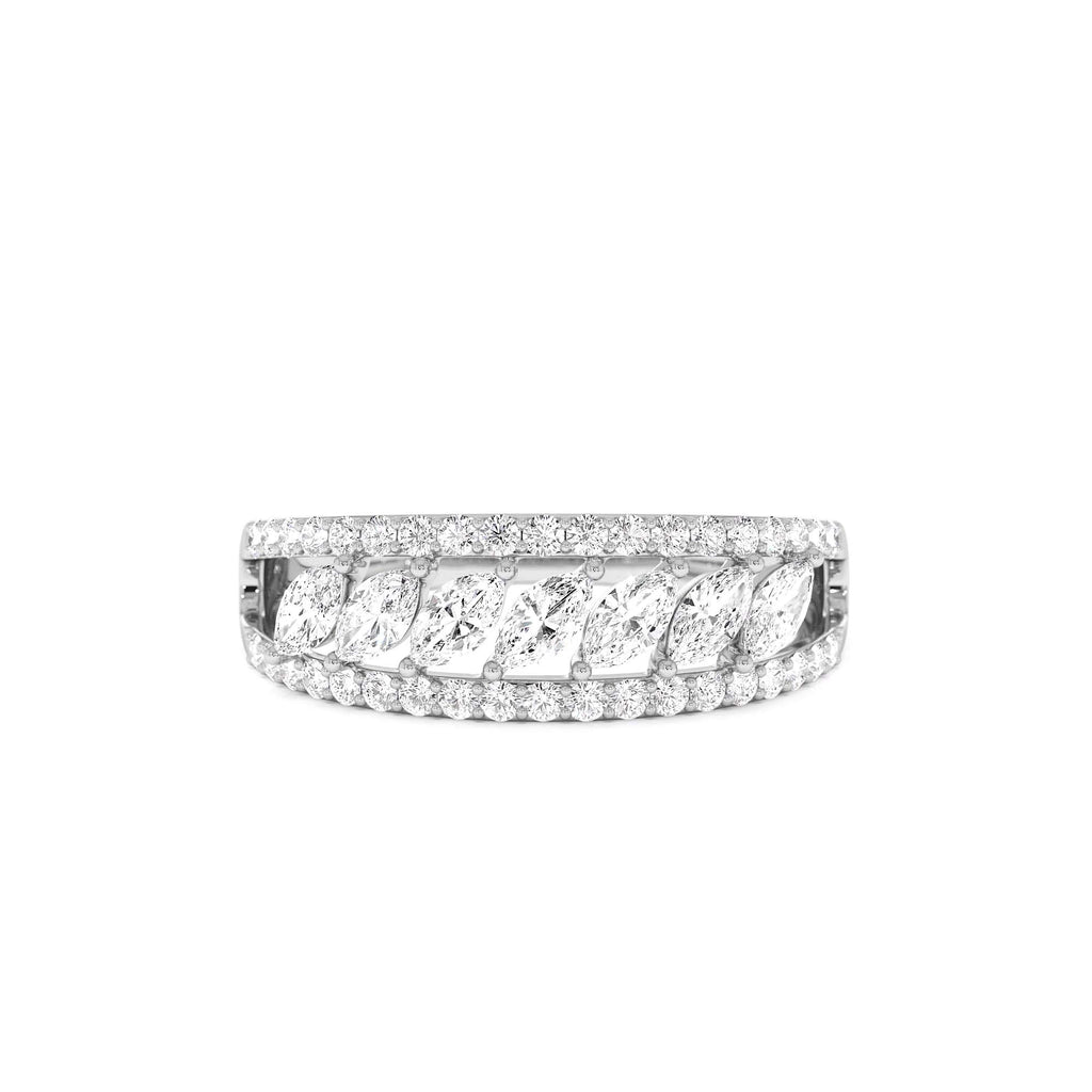 Diamond Band with Marquise Center in 14K Gold — view 4