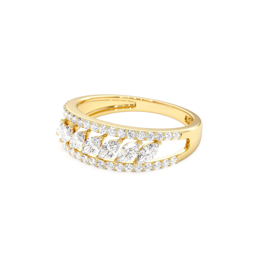 Diamond Band with Marquise Center in 14K Gold — view 2