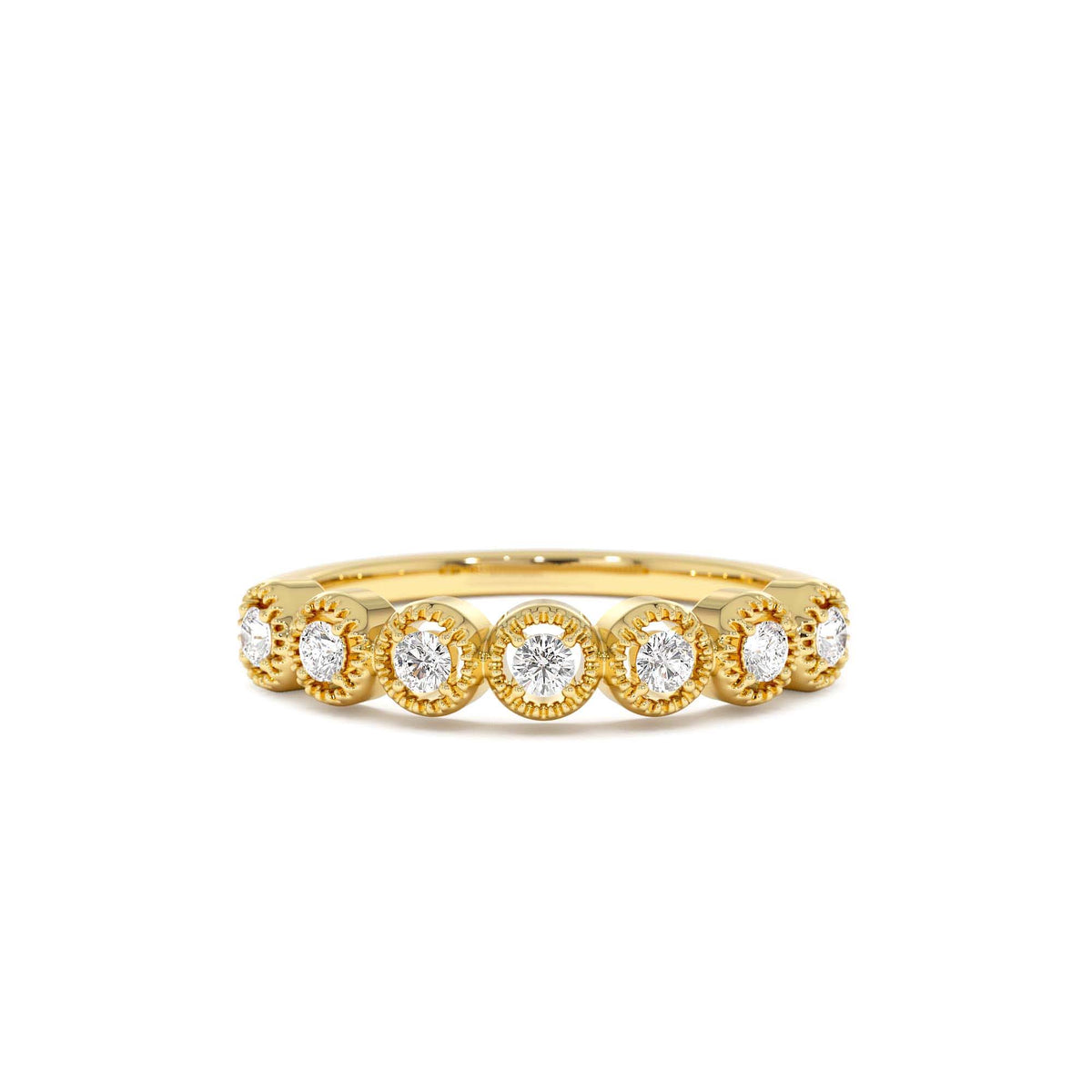 Vintage Style Diamond Band Ring in 14K Gold — view 1