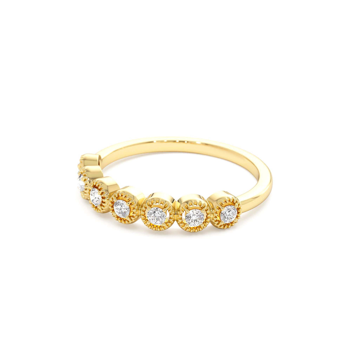 Vintage Style Diamond Band Ring in 14K Gold — view 2
