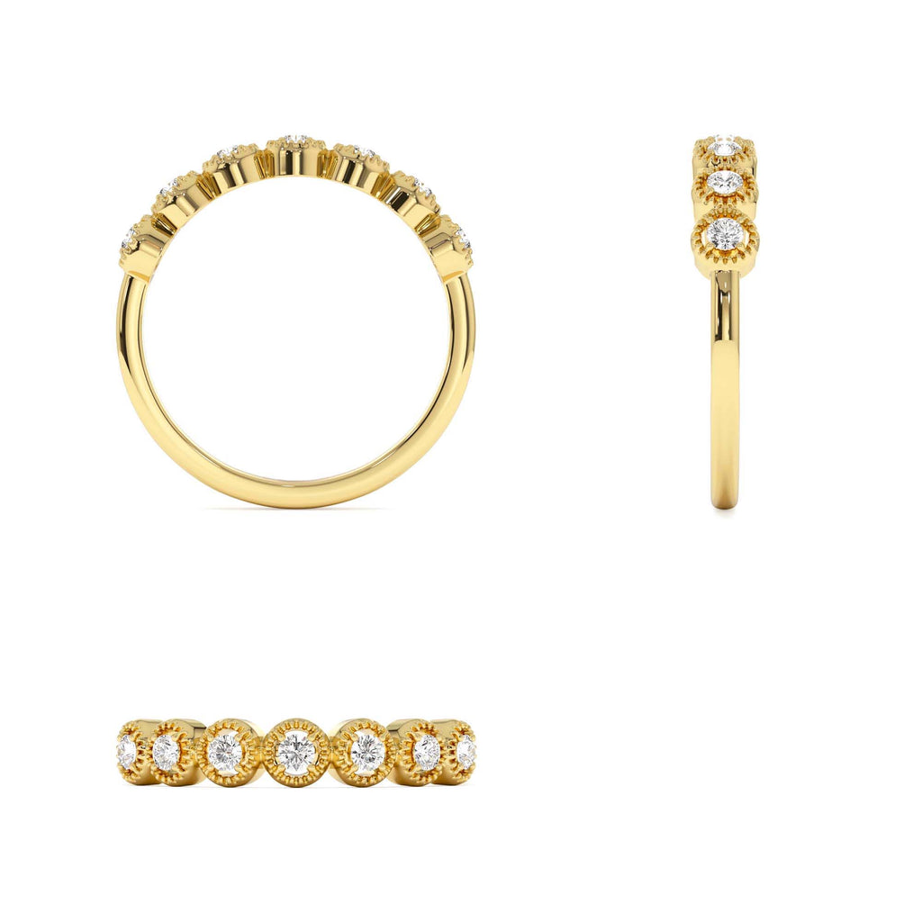 Vintage Style Diamond Band Ring in 14K Gold — view 3