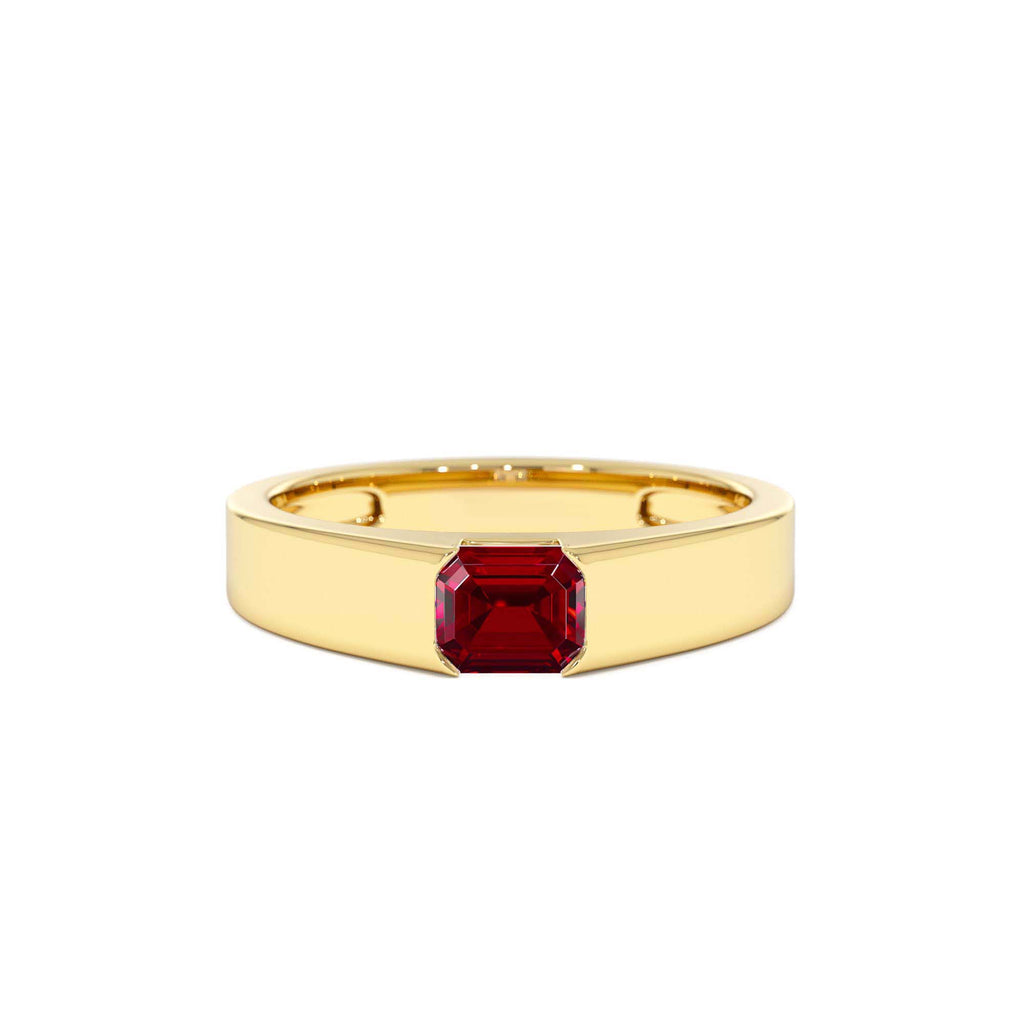 Emerald Cut Ruby Solitaire Ring in 14K Gold — view 1