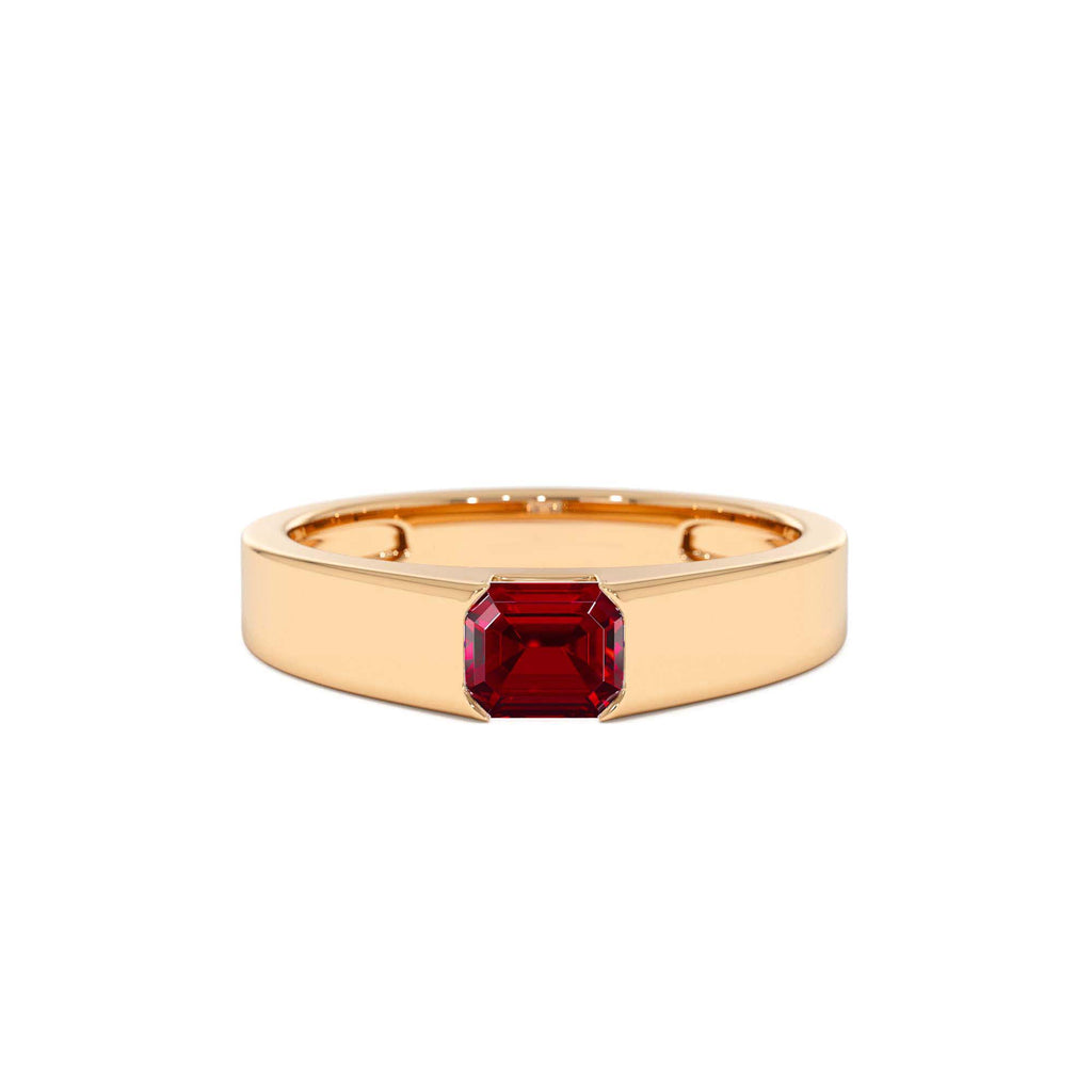 Emerald Cut Ruby Solitaire Ring in 14K Gold — view 5