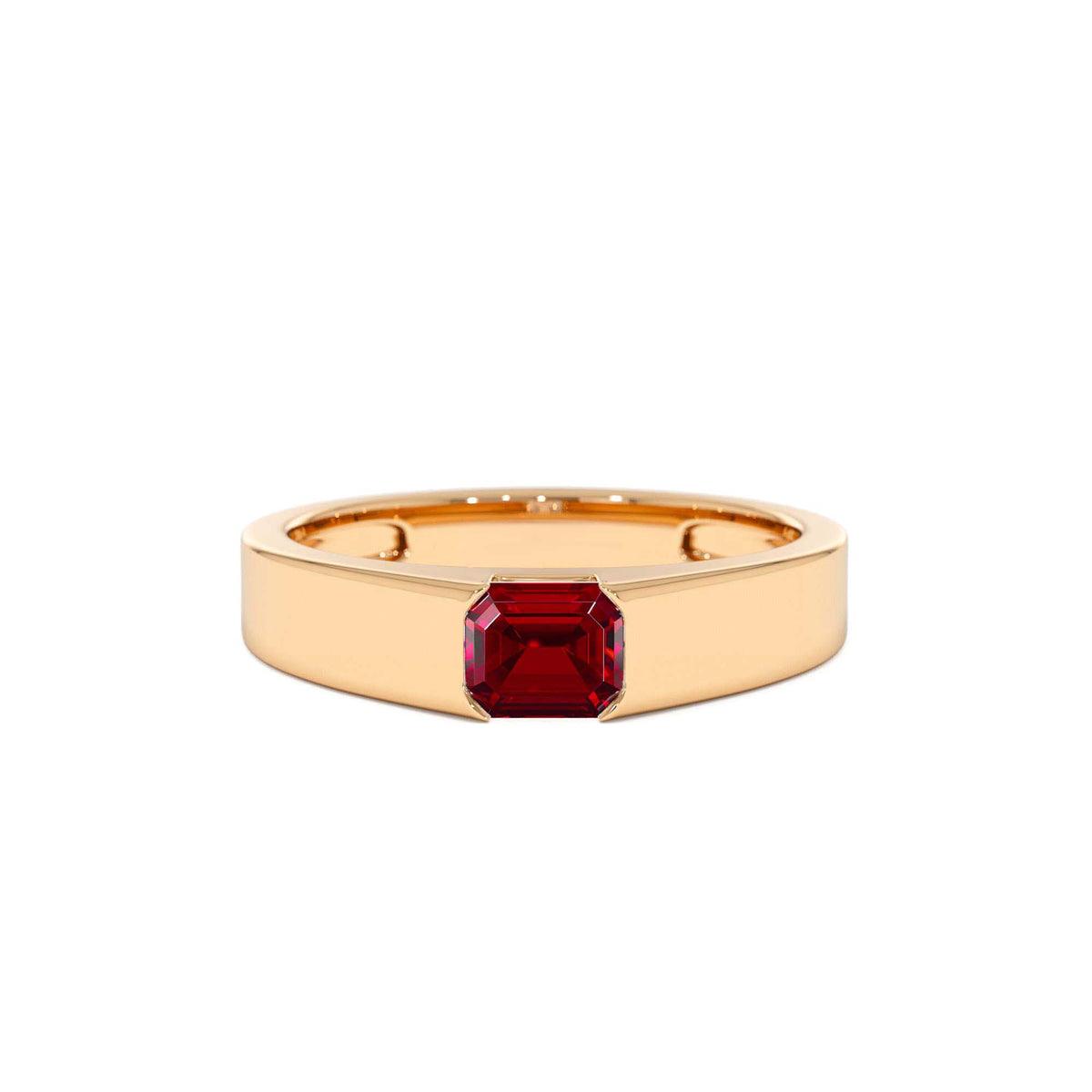 Emerald Cut Ruby Solitaire Ring in 14K Gold — view 5