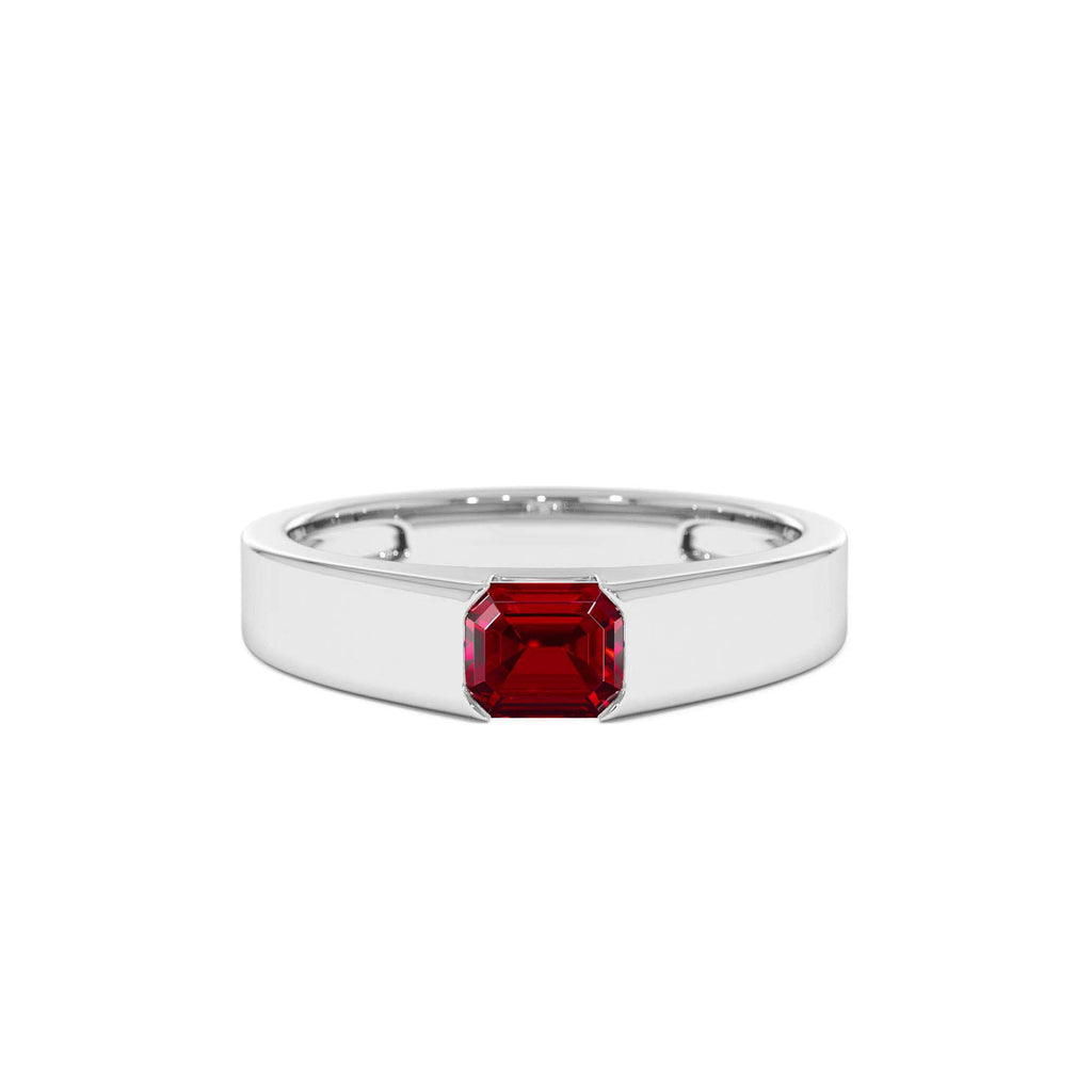 Emerald Cut Ruby Solitaire Ring in 14K Gold — view 4