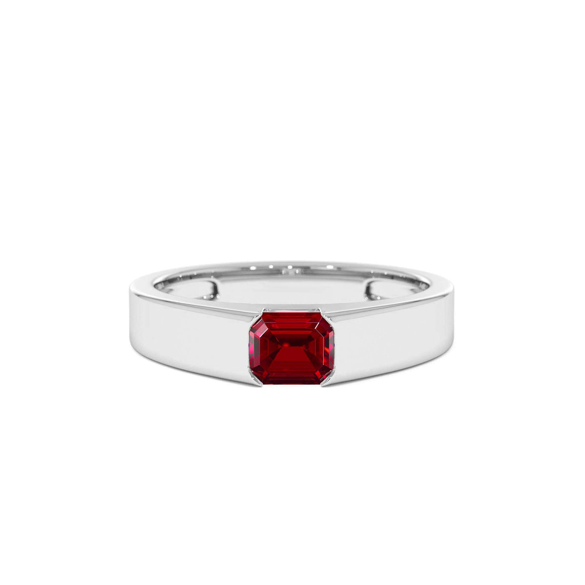 Emerald Cut Ruby Solitaire Ring in 14K Gold — view 4