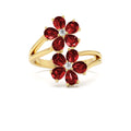 Ruby Flower Diamond Accent Ring in 14K Gold — view 1