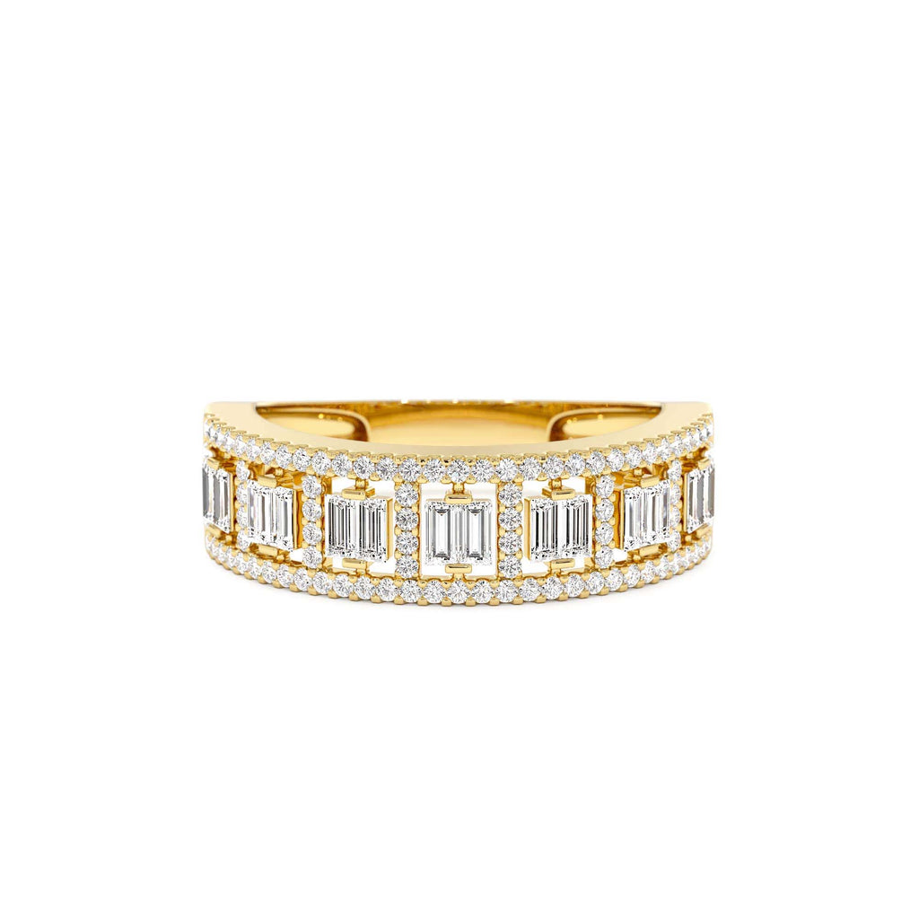 Wide Diamond Baguette Pave Ring in 14K Gold — view 1