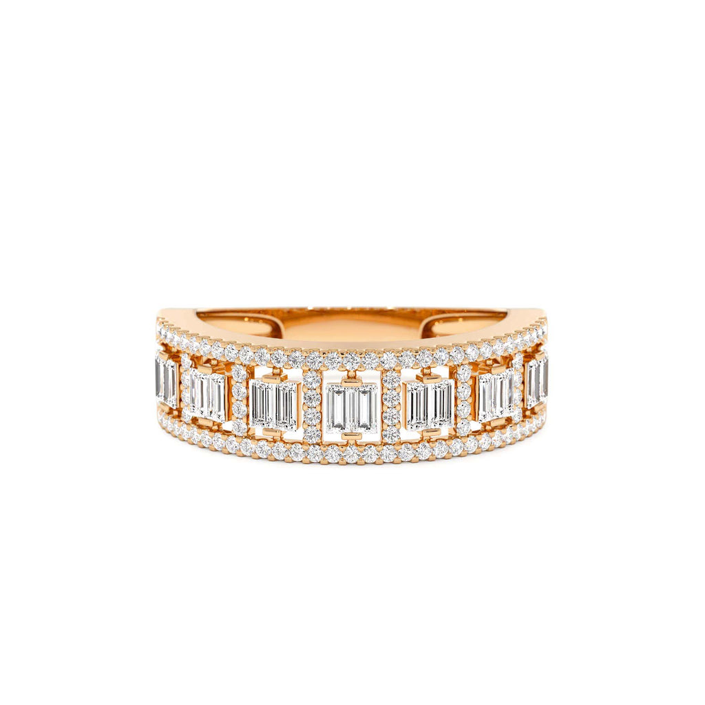 Wide Diamond Baguette Pave Ring in 14K Gold — view 5